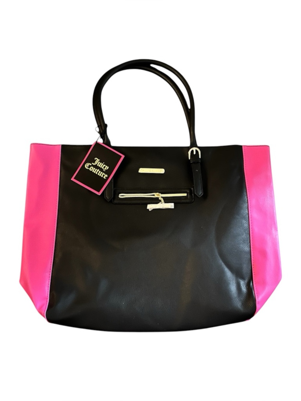 Y2K Juicy Couture Black Tote with Hot Pink Side Panels